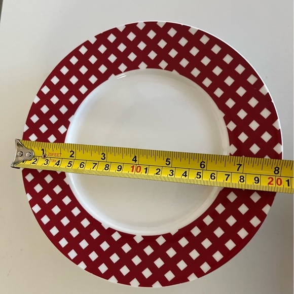 Pfaltzgraff Kenna Red Salad Plates Set Of 4 Red Check gingham Border Exc Cond - Picture 9 of 9